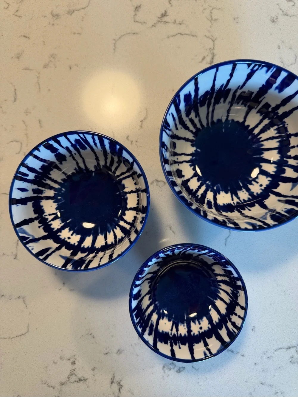 West Elm Set of 3 Indigo TieDye Nesting Bowls
